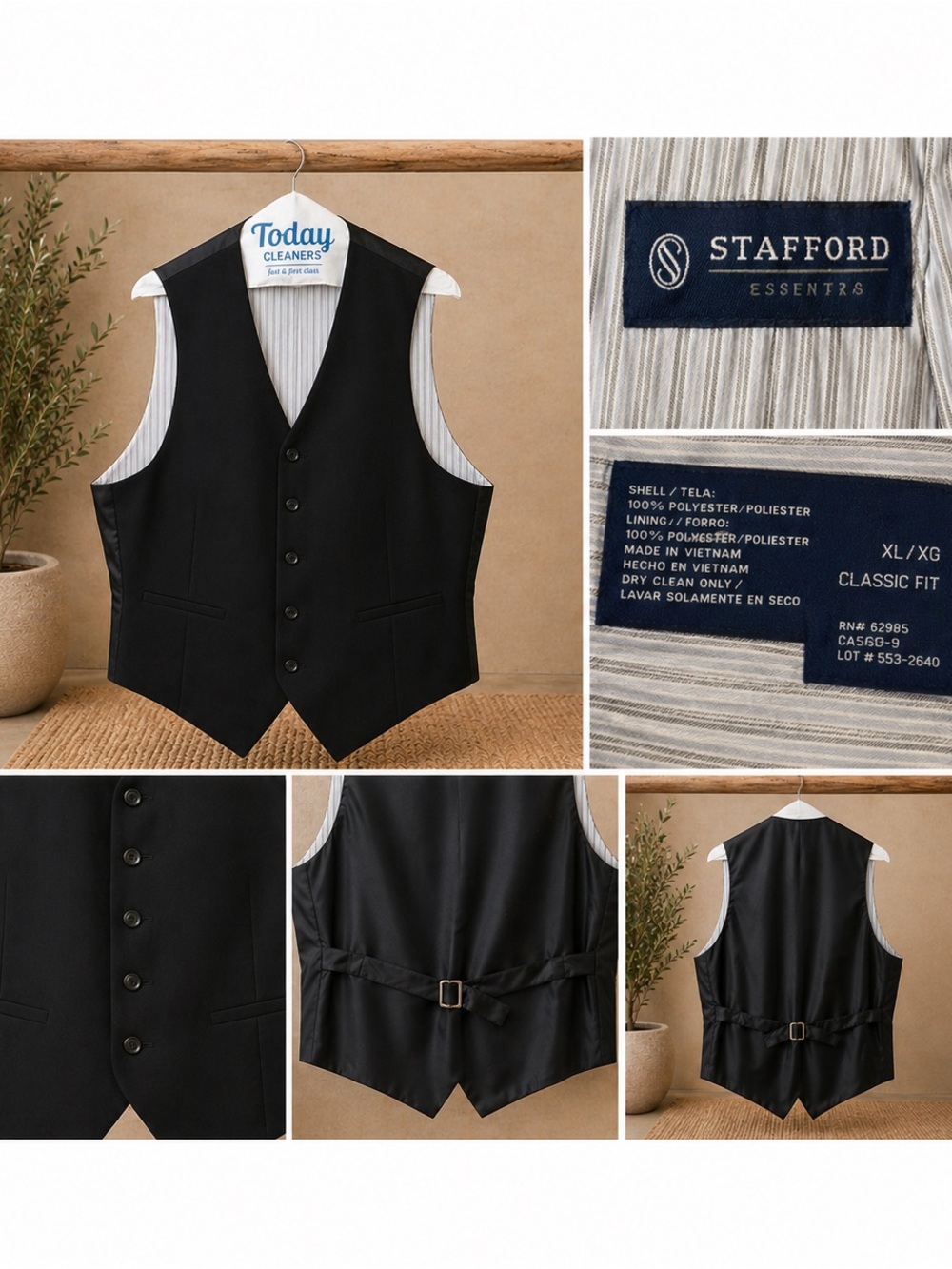 Stafford Black Men's Classic Fit Dress Vest